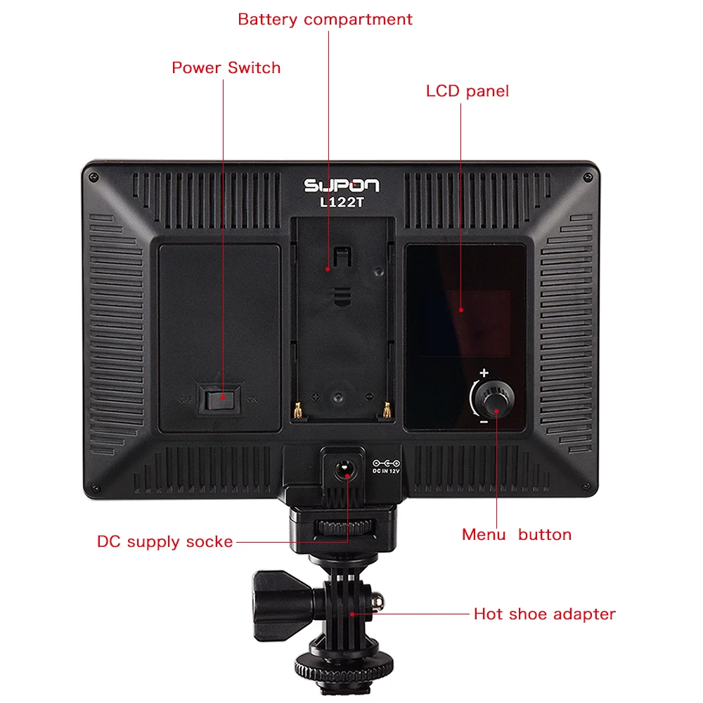 SUPON L122T светодиодный 3300 K-5600 K ультра тонкий ЖК-дисплей двухцветный и Диммируемый студийный видео лампа панель для камеры DV видеокамера+ NP-F550 батарея