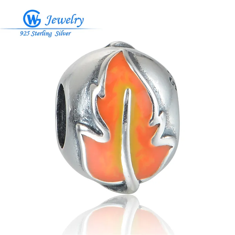 

Maple Leaf Charms beads making 925 sterling silver fits for bangle bracelets for women GW Fashion Jewelry D139 H20