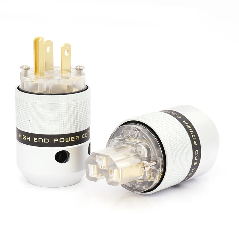 Бесплатная доставка одна пара алюминиевые Позолоченные разъемы питания Schuko 24K