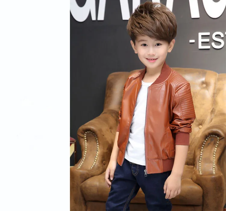 Giacca in pelle per bambini moda primavera e autunno Ragazzi Ragazze in pelle babero in pelle giacca corta in pelle