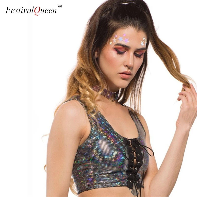 FestivalQueen сексуальные накрест бандажные голографические горячие шорты женские летние облегающие голограммы пляжные эластичные шорты на шнуровке