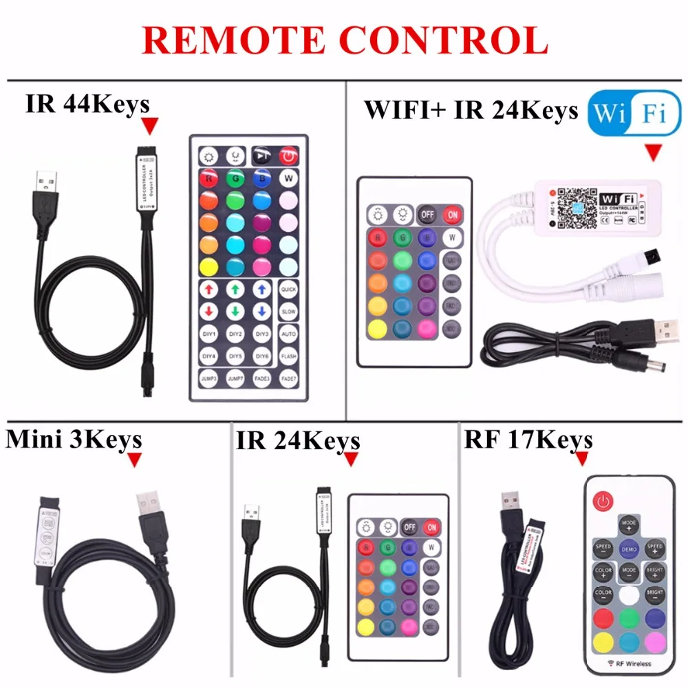 RGB Светодиодная лента Водонепроницаемая 5050 DC 5V USB Гибкая неоновая с дистанционным