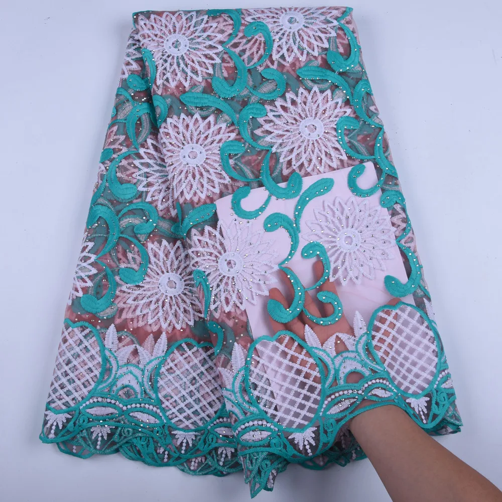 Новинка голубая ткань высокого качества с вышивкой африканская кружевная 2019 для