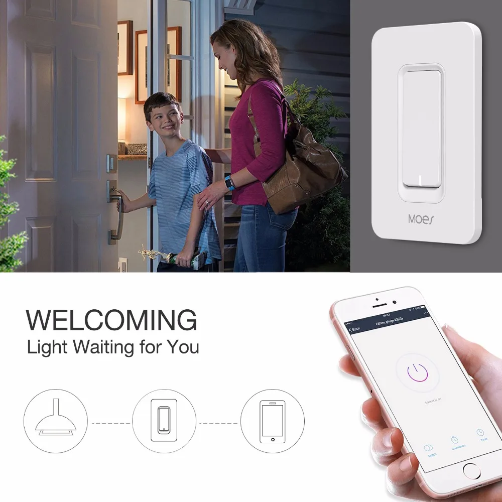 Умный настенный выключатель с Wi Fi для США диммер мобильное приложение