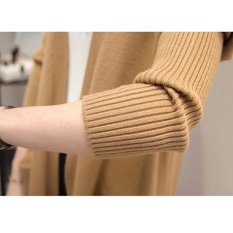 OHRYIYIE Autumn Winter Sweater Women Long Cardigan Pockets Loose Knit Female Green Yellow Plus Size Sweaters Tops Coat |