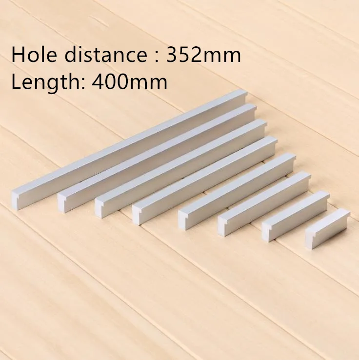 Length 400mm Быстрая, матовая ручка из алюминиевого сплава, ручка для шкафа, ручки для выдвижных ящиков, расстояние между отверстиями 32 мм, 128 мм, 256 мм - Цвет: Length 400mm