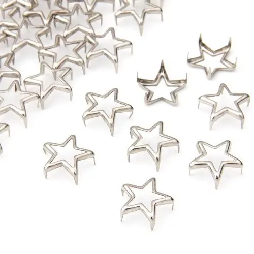Топ 50 шт. металлические серебристые звездочки заклепки Шпильки 15 мм Пентакль тип