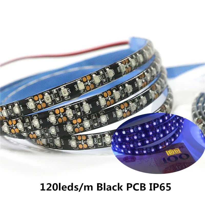 0 5 м ультрафиолетовая Светодиодная лента 395 410nm blacklight 3528 SMD Водонепроницаемая