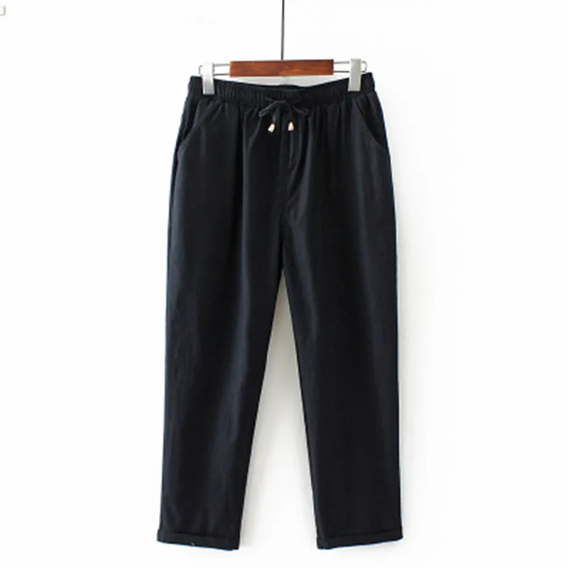 Новые весенние женские брюки из хлопка и льна свободные прямые однотонные