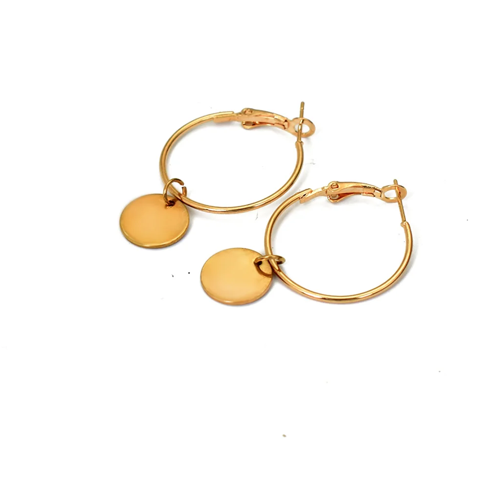 circle diameter 3cm Bing Tu простой серебристый цвет круглые серьги крест лист сердце кулон Висячие серьги для женщин пирсинг ювелирные изделия - Окраска металла: circle diameter 3cm