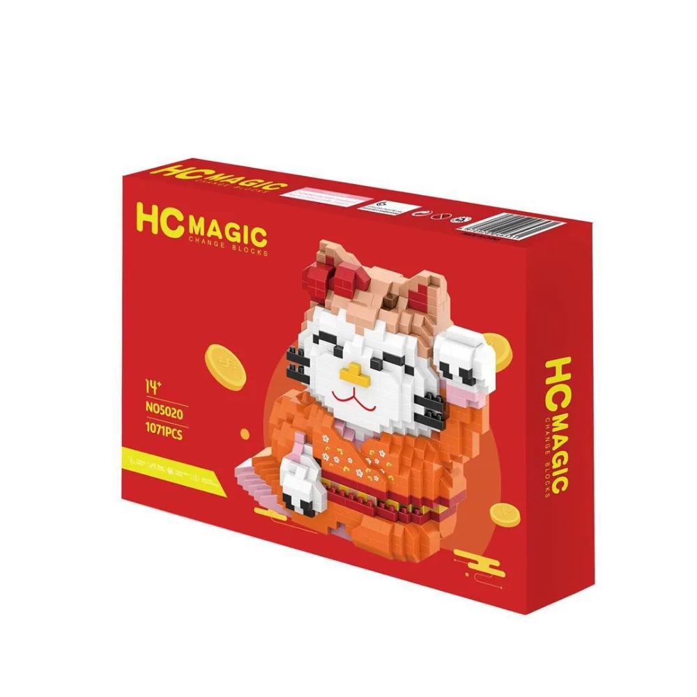 HC мини блоки милый мультфильм кошка модель строительные игрушки Фортуна кошка аниме аукциона фигурки год Brinquedos для детей подарок 5016