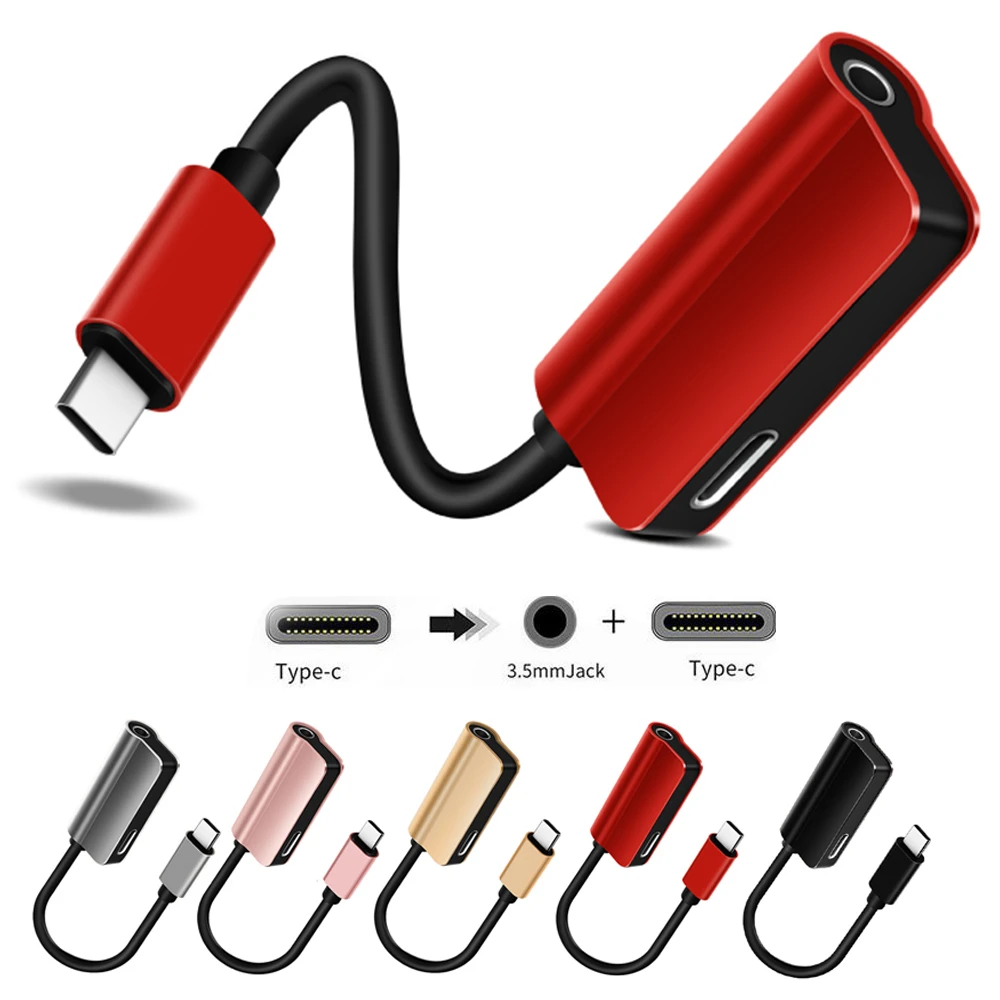 USB Type-C аудио адаптер для зарядки 2 в 1 Type C папа-мама 3 5 мм разъем наушников зарядный