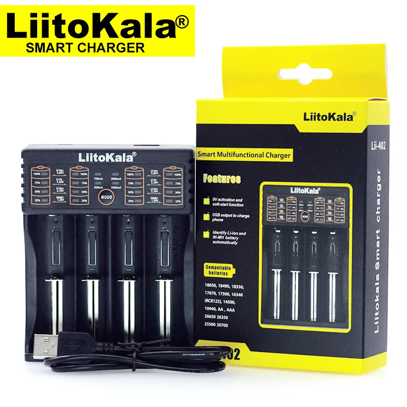 Зарядное устройство Liitokala для батарей зарядное NiMH аккумуляторов 18650 18350 18500 16340 10440