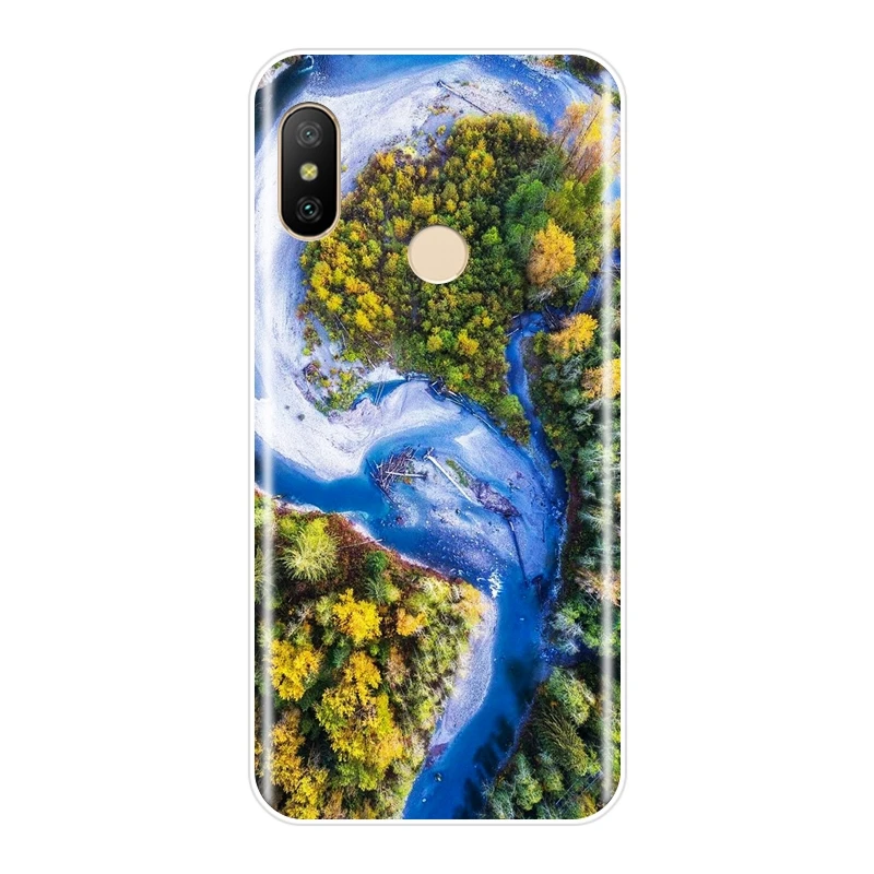 For Xiaomi Mi A1 A2 8 Lite SE Phone Case Silicone Mountain Travel Cloud Green Soft Back Cover 5 5C 5S 5X 6 6X Plus | Мобильные