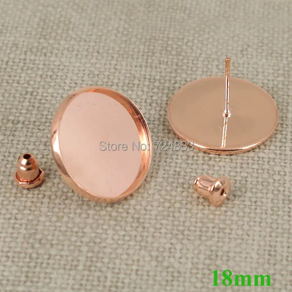 18 мм новые розовые золотые Пустые Основы круглый ободок лоток шпилька серьги