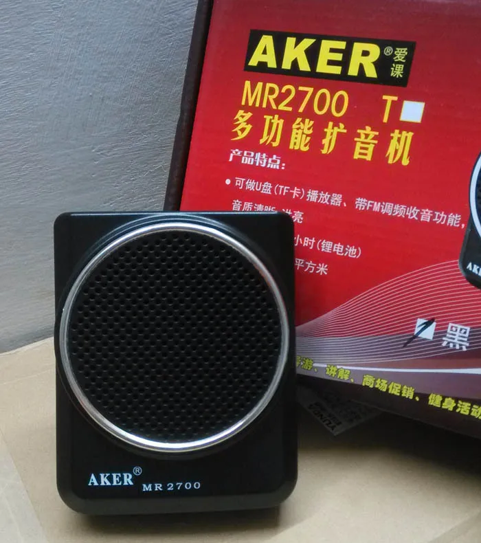 Бесплатная доставка AKER MR2700 12 Вт пояс портативный PA усилитель голоса MP3 динамик FM