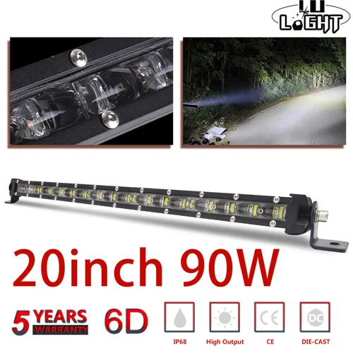 6D 20 inch 90W CO светильник 2" 90 Вт светодиодный рабочий светильник бар 6D комбинированный прожектор светодиодный балки внедорожный светодиодный бар Однорядный рабочий светильник 12V 24V для ATV SUV 4x4 - Цвет: 6D 20 inch 90W