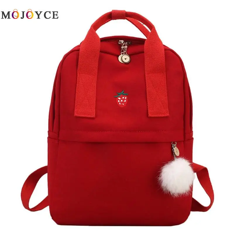 Preppy Style Women Girls Canvas Backpack Teen Vintage Casual Shoulder School Backpack korean style Rucksack Mochila Feminina - Цвет: Красный