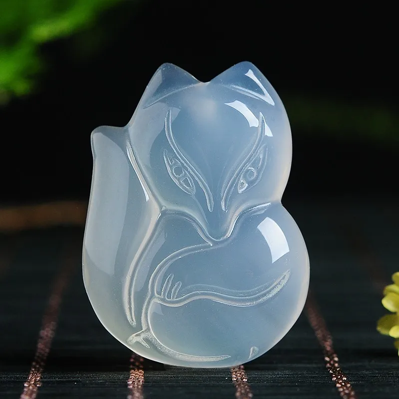 Natural ice through jade myelin small fox pendant men and women's love flowers marriage couple anti-small three pendants | Украшения и