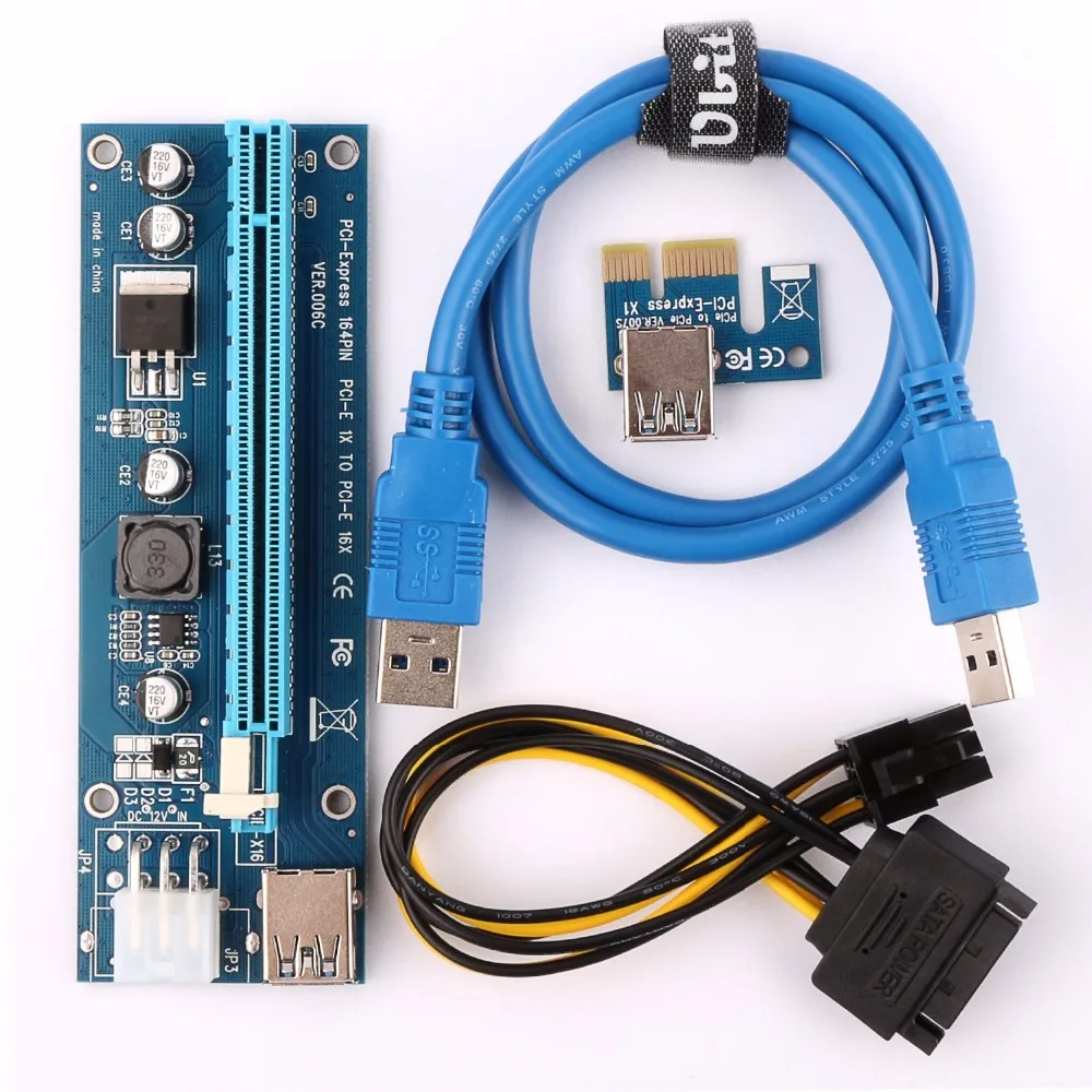 Ubit 100 шт./лот 1x к 16x Экспресс расширитель переходная карта USB 3 0 PCIe расширение SATA 15pin