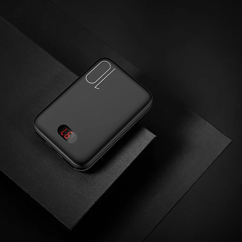 Черный 10000 мАч светодиодный мини-внешний аккумулятор USAMS с двойным USB зарядным устройством Быстрая зарядка 5 В/2 а 10000 мАч портативное Внешнее зарядное устройство - Цвет: Черный