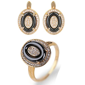 Gold Sets Jewelry Ювелирные наборы для женщин, блестящие стразы, CZ кристалл, золото, серебро, цвет с керамическим яйцом, серьги, кольца, обручальные ювелирные изделия, подарок - Окраска металла: Gold Sets Jewelry