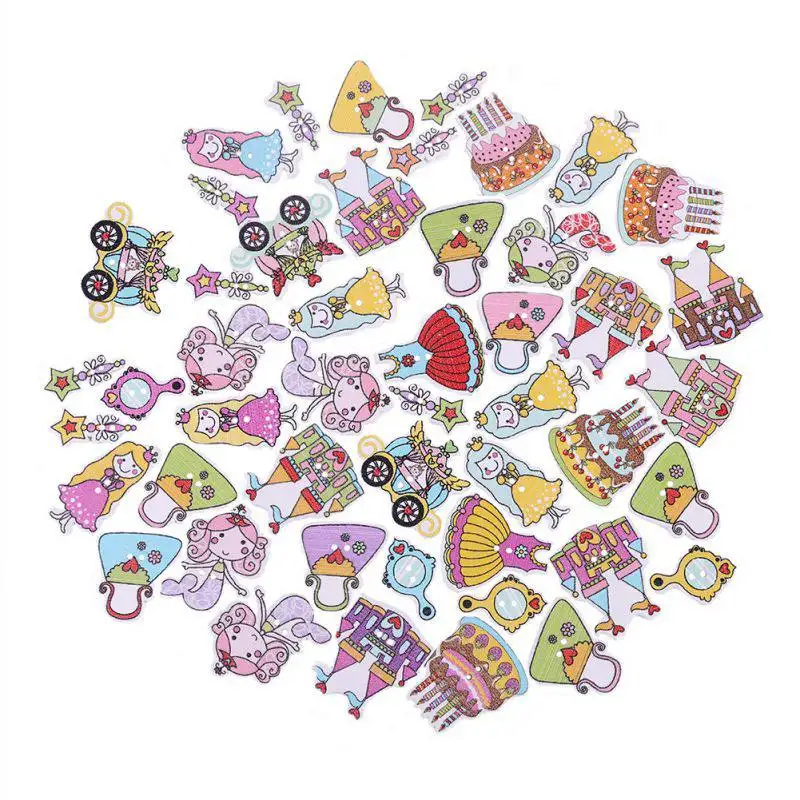 Насыщенный сапфировый New 50Pcs Christmas Cartoon Pattern Wooden decorative Buttons For Scrapbooking Sewing Crafts Decoration - Цвет: Насыщенный сапфировый