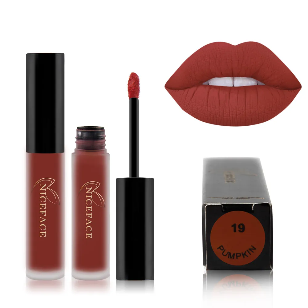 Velvet 30 color liquid lipstick sexy nude color matte liquid lipstick waterproof lasting moisturizing lip gloss cosmetics - Color: 19