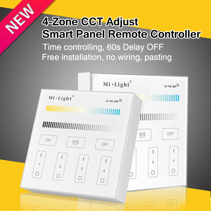 

B2; 4-Zone CCT Adjust Smart Panel Remote Controller;input Voltage: 3V(2*AAA Battery)(we do not provide the battery)