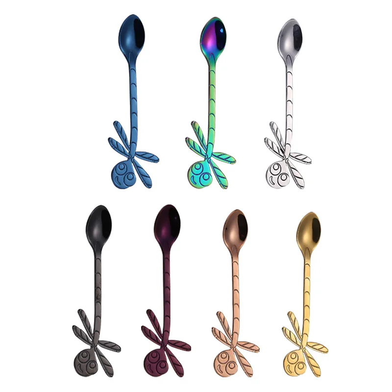 Мультяшная стрекоза ложка из нержавеющей стали креативная молочная кофейная