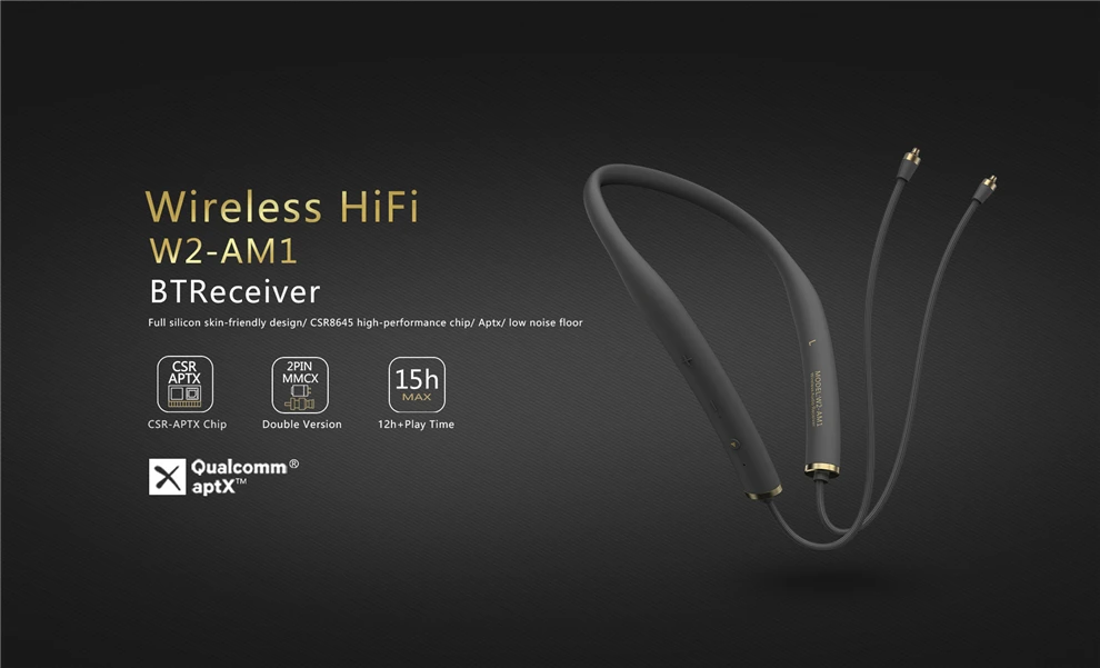W2-AM1 беспроводные Bluetooth V5.0 наушники с кабелем модуль обновления 2PIN MMCX разъем поддержка Apt-X с микрофоном для Android iOS Телефон