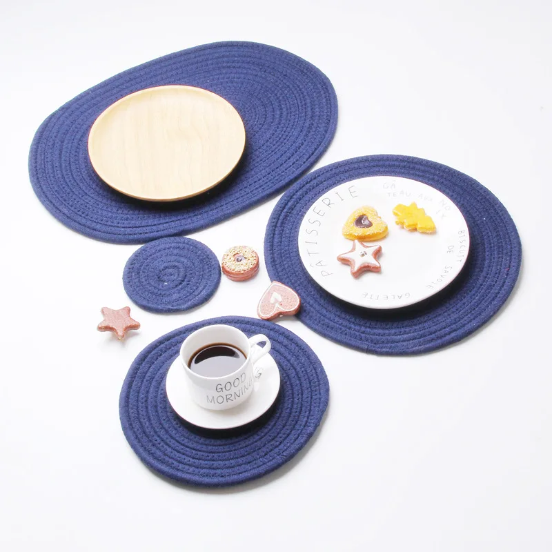 Ручная тканая хлопковая веревка кухонная салфетка подставка коврики для