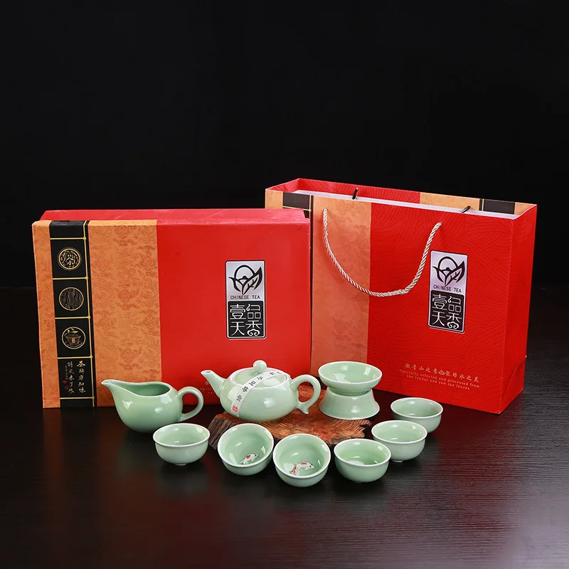 

High-quality Celadon Kung Fu tea set Teapot Cup Gift Set Retro Home Decoration
