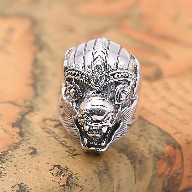 

Factory Wholesale S925 Sterling Silver Vintage Thai Silver Jewelry Wide Version Of Creative Men's Popular Large Size Ring