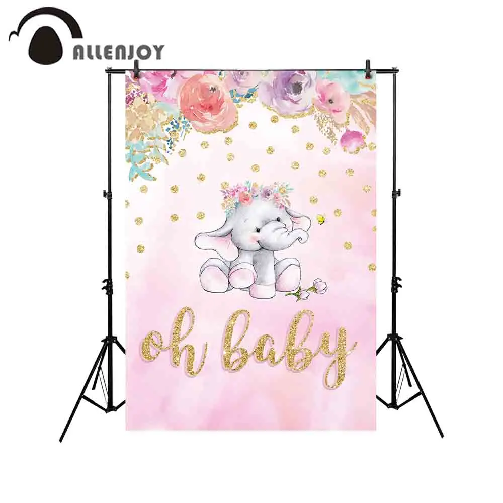

Фон для фотосъемки с изображением слона и розовых цветов