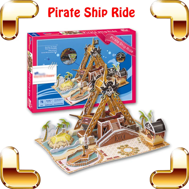 

New Year Gift Pirate Ship 3D Model Puzzle Playground Building DIY Family Interactive Puzzle Without Tool Fun Collection