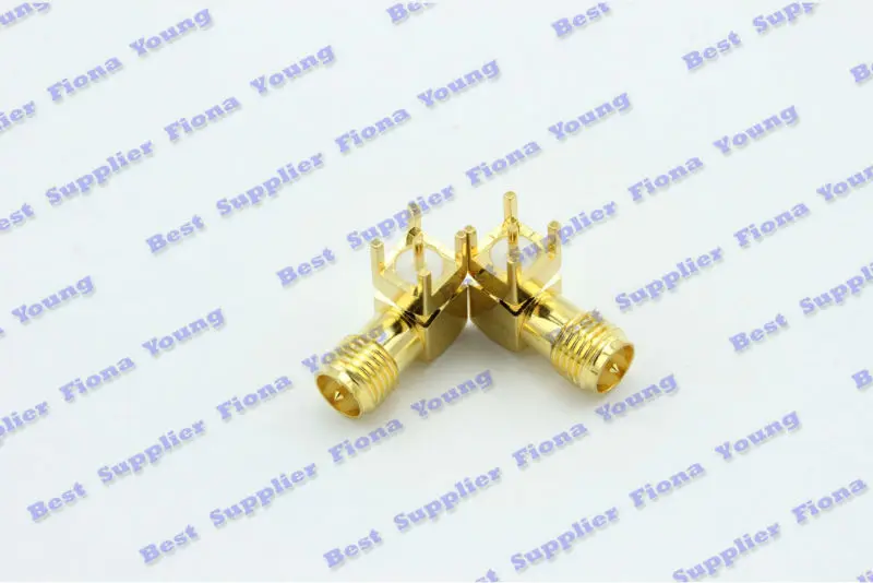 50 шт \ много Goldplated RP SMA Jack female (мужской Булавки) печатной платы адаптер Угловые