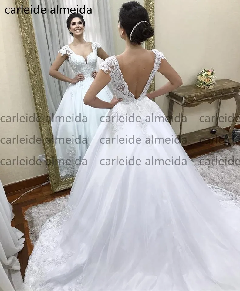 

Robe de mariee Sweetheart Ball Gown Wedding Dresses Bead Lace Appliques Bride Dress Trouwjurk Sexy V Back Boda