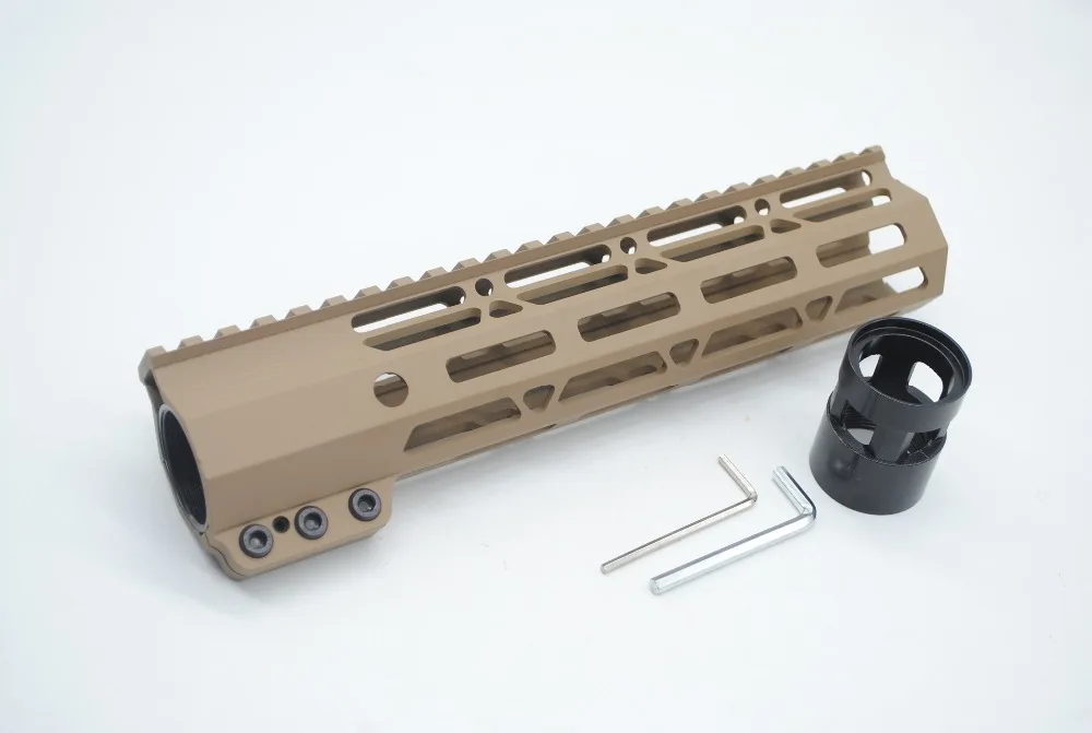 

TriRock 9'' inch M-lok Handguard Rail Clamping Style Free Float Picatinny Mount System Fit .223/5.56 AR-15 Tan Color Printed
