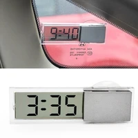 led car clock car ornament durable transparent digital lcd display mini car electronic clock with sucker car styling accessories
