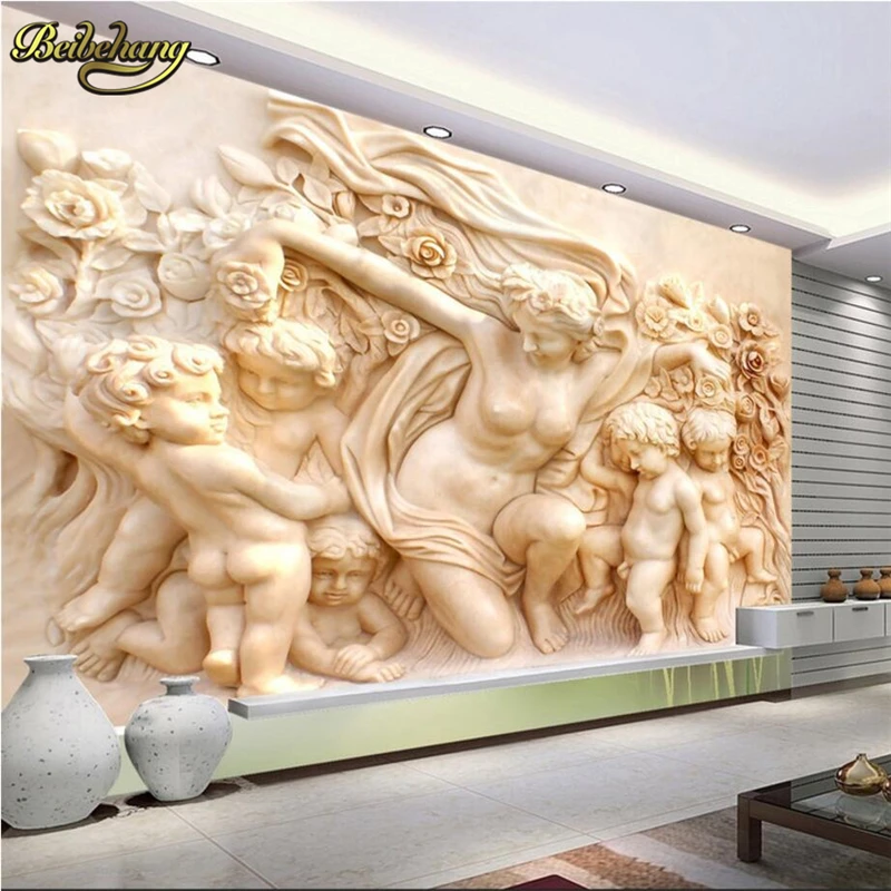 

beibehang European angel Cupid relief Custom papel de parede 3D mural wallpaper for bedroom living room sofa photo wall paper