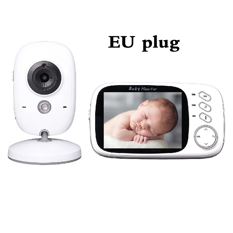 EU plug Wireless Video Color Baby Monitor with 3.2Inches LCD 2 Way Audio Talk Night Vision Surveillance Security Camera Babysitter - Цвет: EU plug