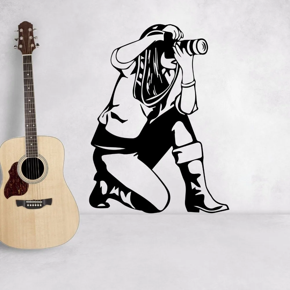 Настенные наклейки с изображением девушки камеры Виниловые фотографа Декор для