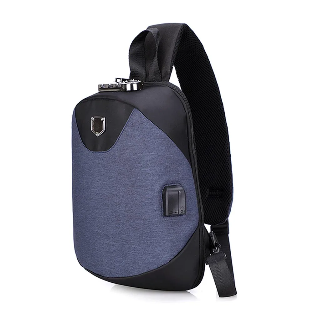 Прямая поставка Мужская Противоугонная USB сумка нагрудная с паролем ткань