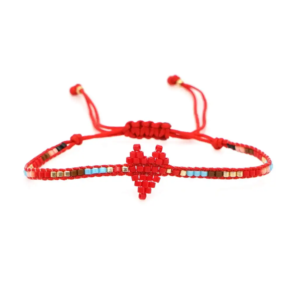MI-B190014B bracelet Go2boho MIYUKI браслет для женщин красное сердце браслет любовь Pulseras Mujes ювелирные изделия Пара ручной работы подарок на день Святого Валентина - Окраска металла: MI-B190014B bracelet