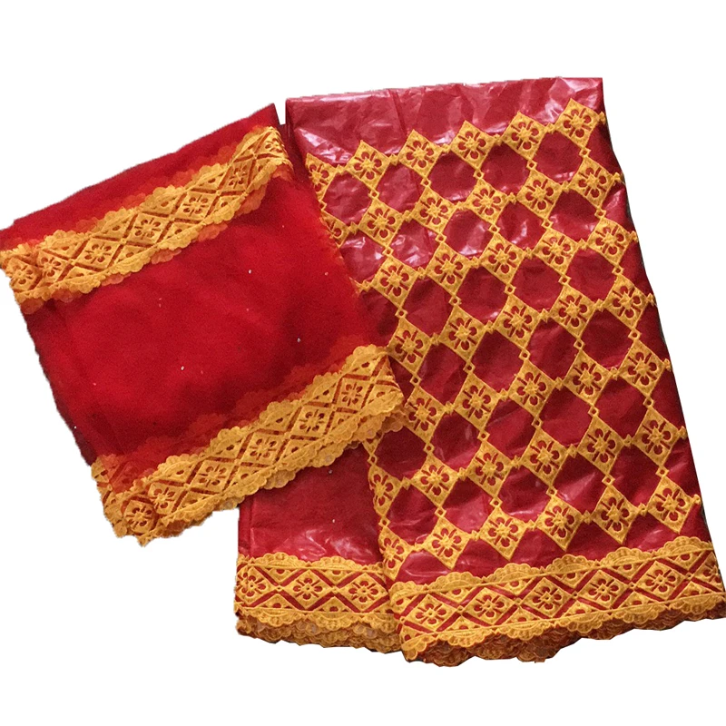 

bazin riche getzner african cotton fabric high quality embroidery african guinea brocade nigerian gele headtie 5+2 yards/lot