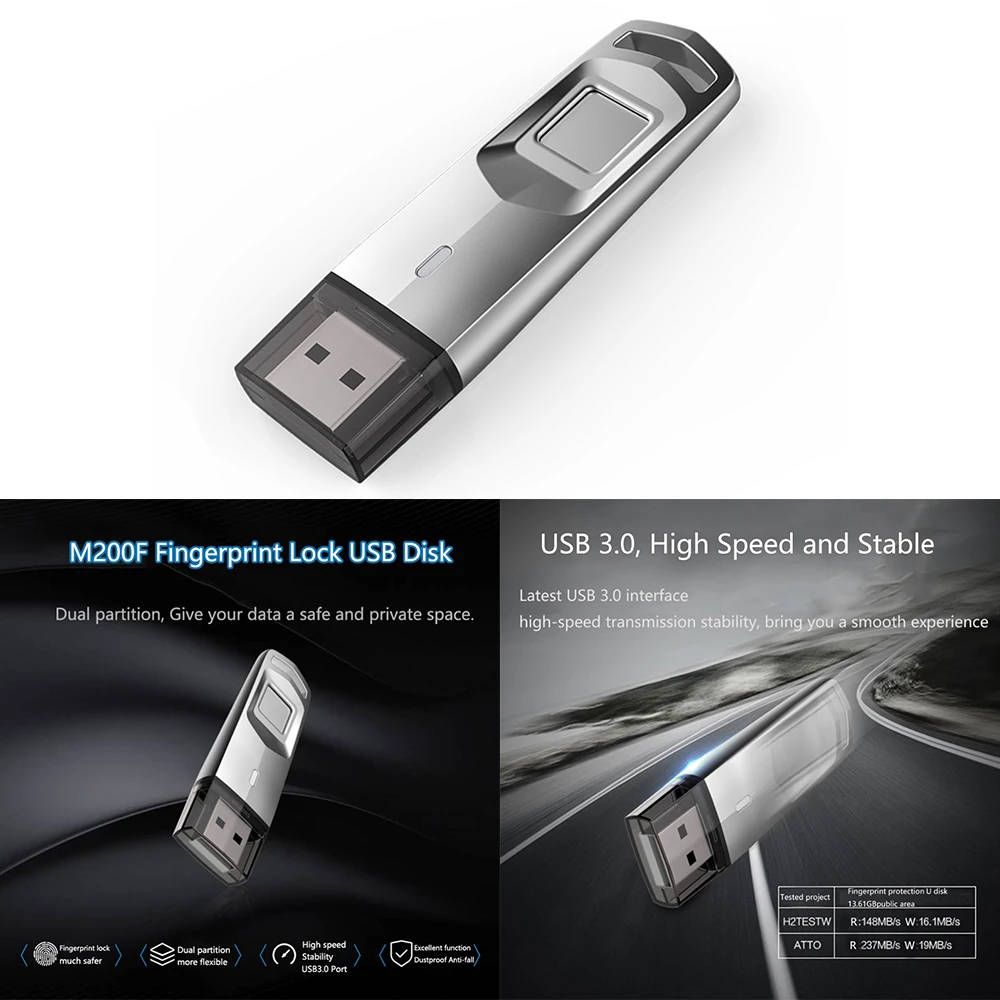 

USB-флеш-накопитель с замком по отпечатку пальца, 64 ГБ, 32 ГБ