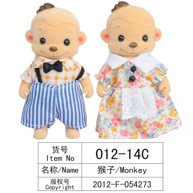 1: 12 совместимых Sylvanianed семьи Кукольный домик пушистый животный рисунок семейный