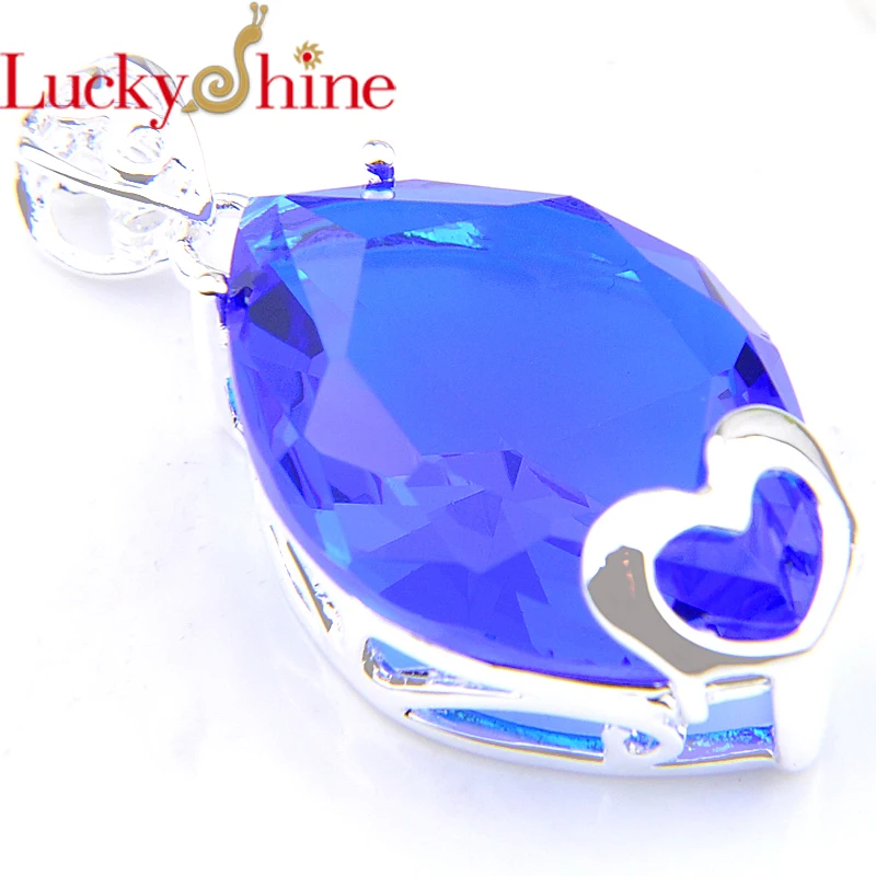 Акция от luckyshine серьги в виде сердца с серебряным покрытием огненные синие