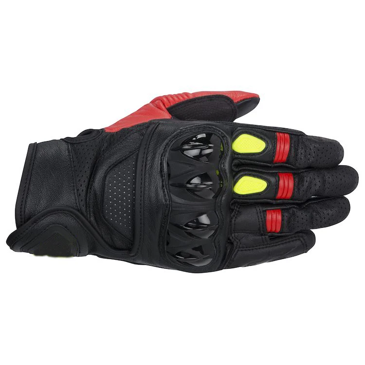 

Celer Black/Red/White Leather Short Sports Motorcycle Motorbike Leather Racing Gloves
